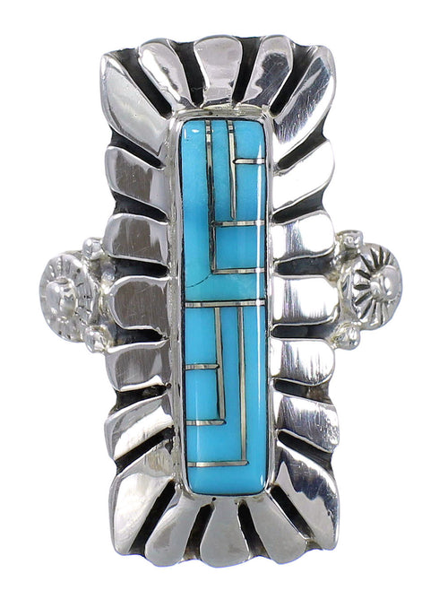Genuine Sterling Silver Southwest Turquoise Ring Size 5-1/2 FX93716